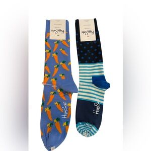 Happy Socks Men's Colorful Patterned Socks - Blue and Navy and carrot theme